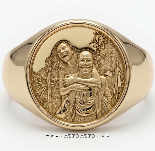 Relief Coin Drop Ring Gold