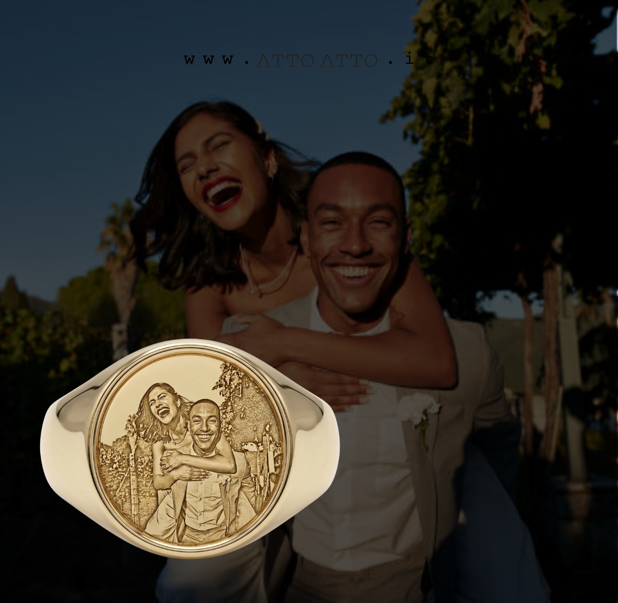 Anello Scudo tondo con foto incisa Argento
