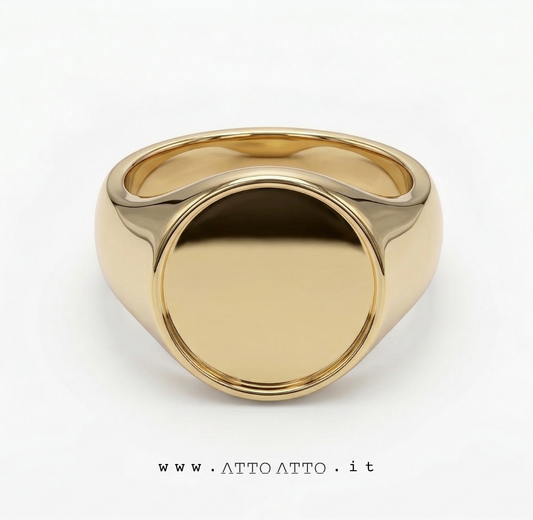 Anello Scudo tondo con foto incisa Oro