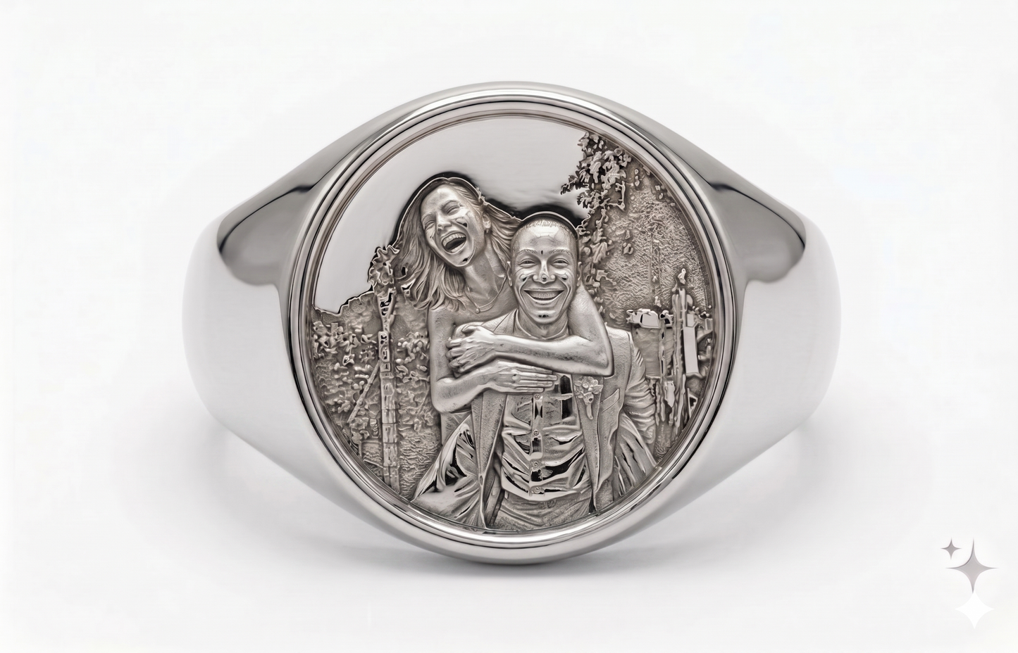Relief Coin Drop Ring Silver