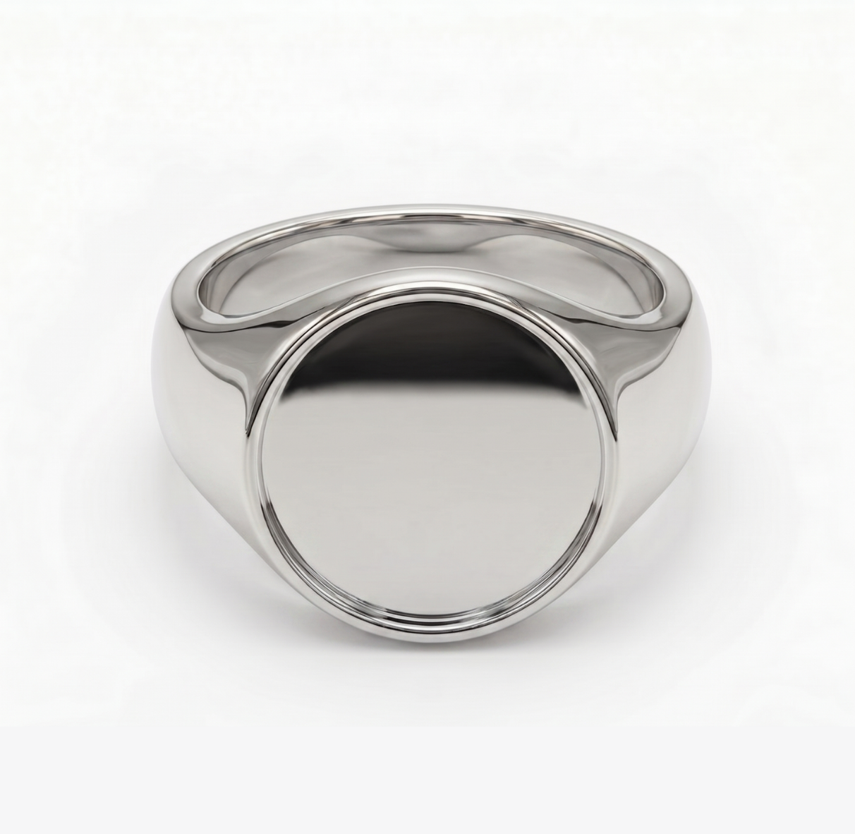 Anello Scudo tondo con foto incisa Argento