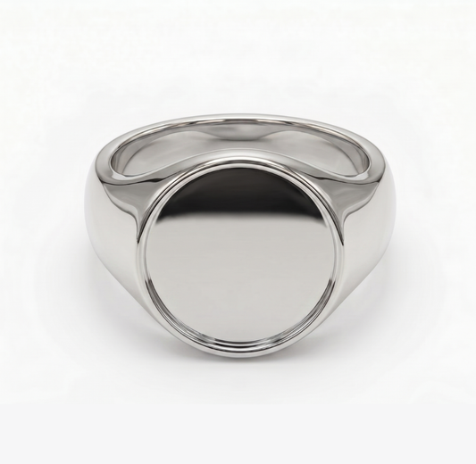 Anello Scudo tondo con foto incisa Argento